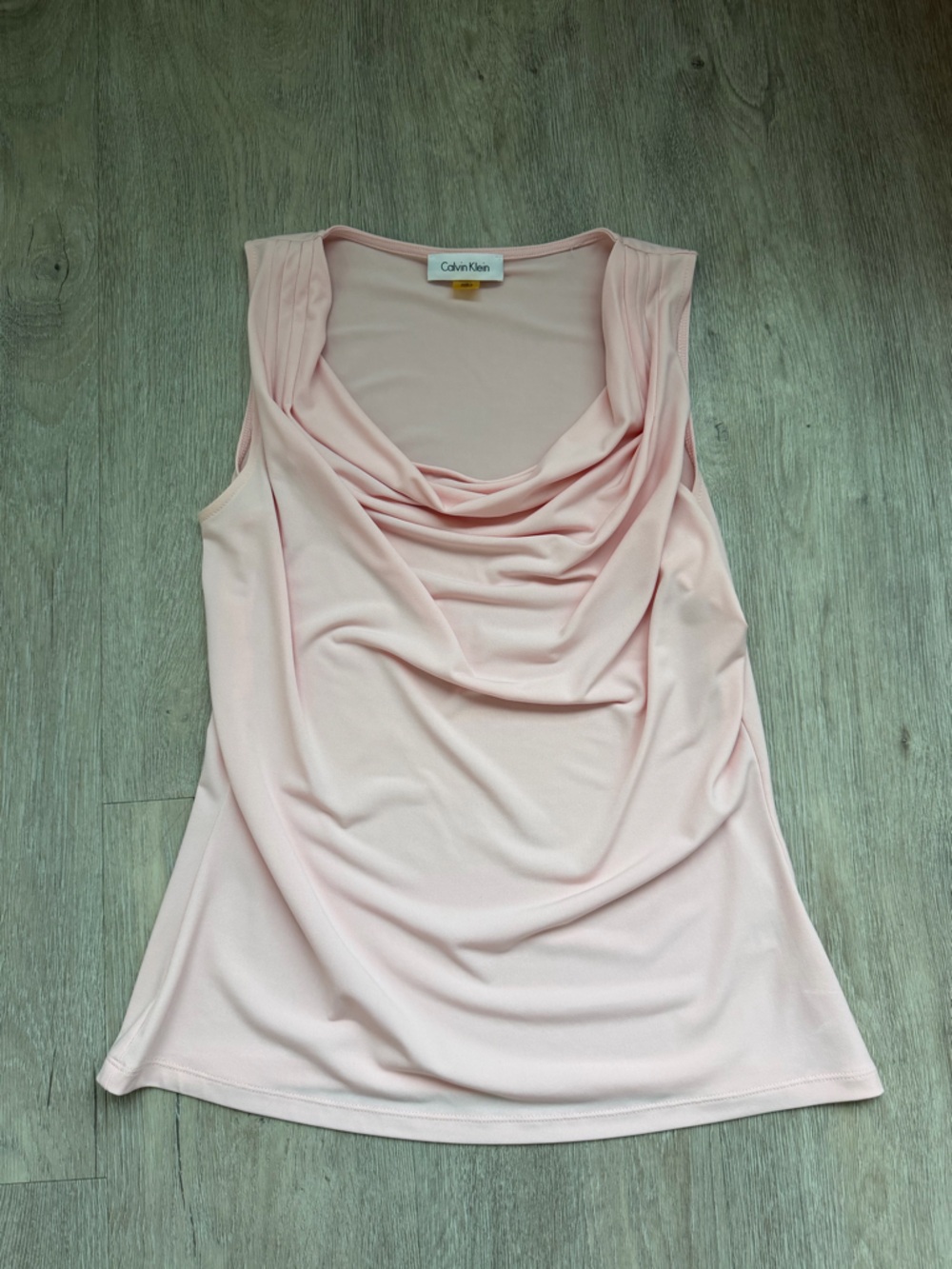 Calvin Klein Pale Pink Draped Cowl Neck Sleeveless Top